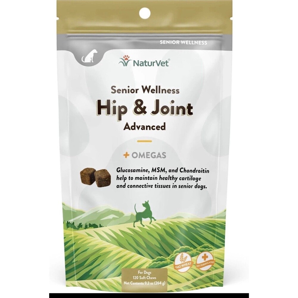 NaturVet Senior Wellness Hip & Joint Advanced Plus Omegas for Dog 120 Soft Chews